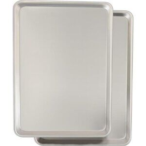 Commercial Quality Baking Sheet Pan Set, Natural Aluminum Cookie Sheet, Nonstick
